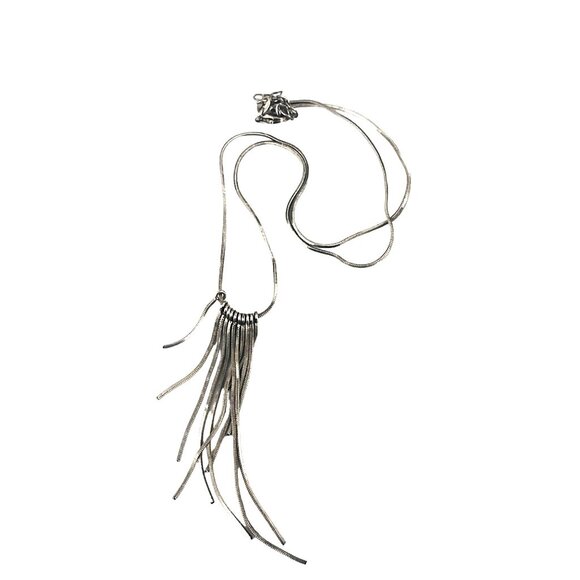 Sterling Silver Italy Long Tassel Pendant Necklace With Adjustable Chain For Wom - Picture 6 of 9